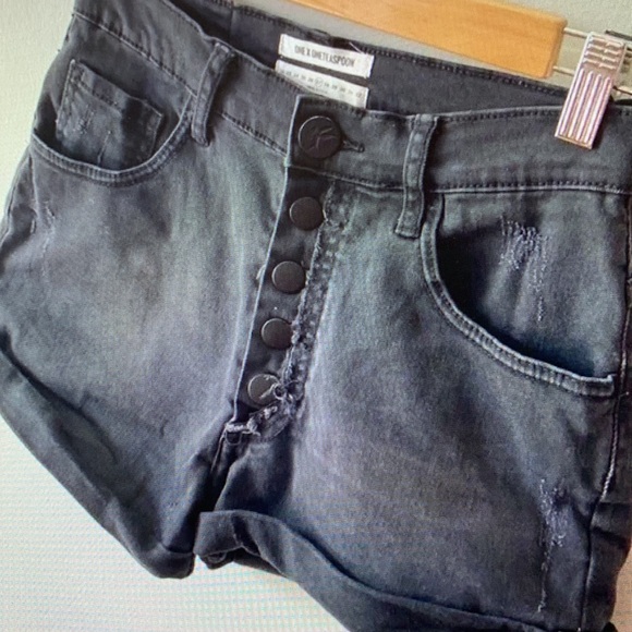 Women's Black Denim Shorts - Picture 3 of 3